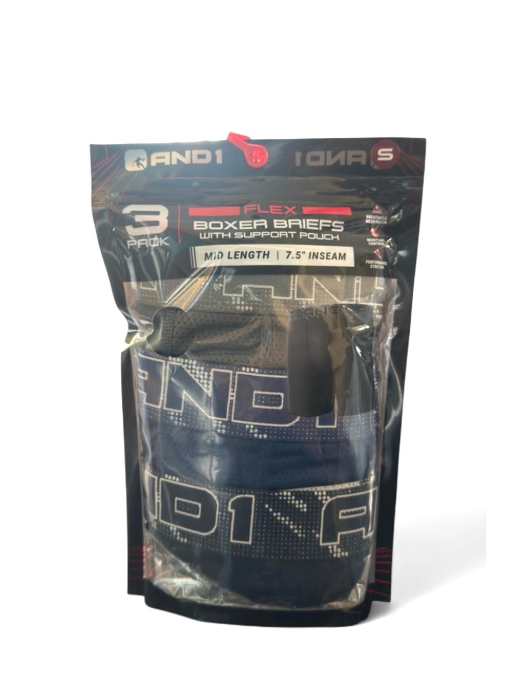 And1 3-Pack Boxer Briefs w/ Support Pouch 7.5” Inseam Size Small (Waist 28-30”)